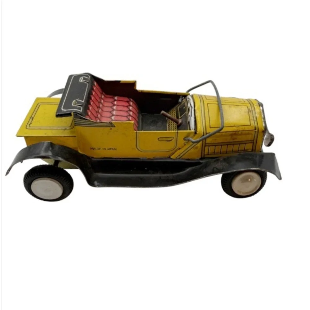 Vintage Made In Japan Tin Litho Friction Touring Car Roadster Convertible Toy
